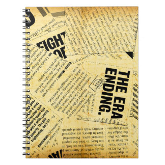 Cuaderno Texto de periódico con papel antiguo