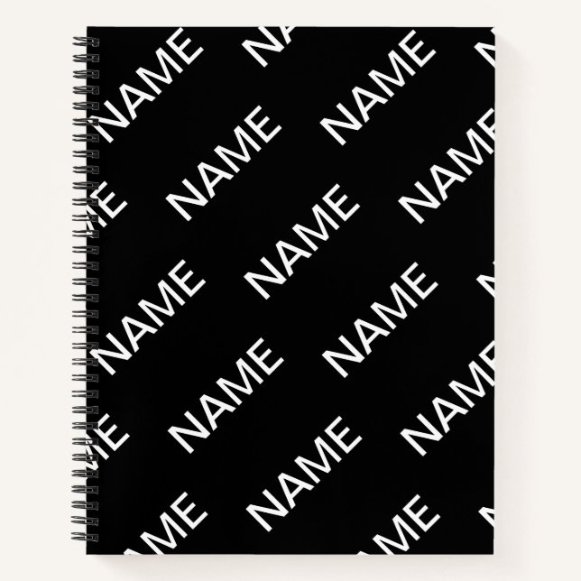 Cuaderno Texto de personalizable | Negra y blanca moderna (Anverso)