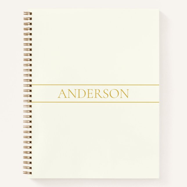 Cuaderno Texto de Personalizable simple y elegante | Gold O (Anverso)