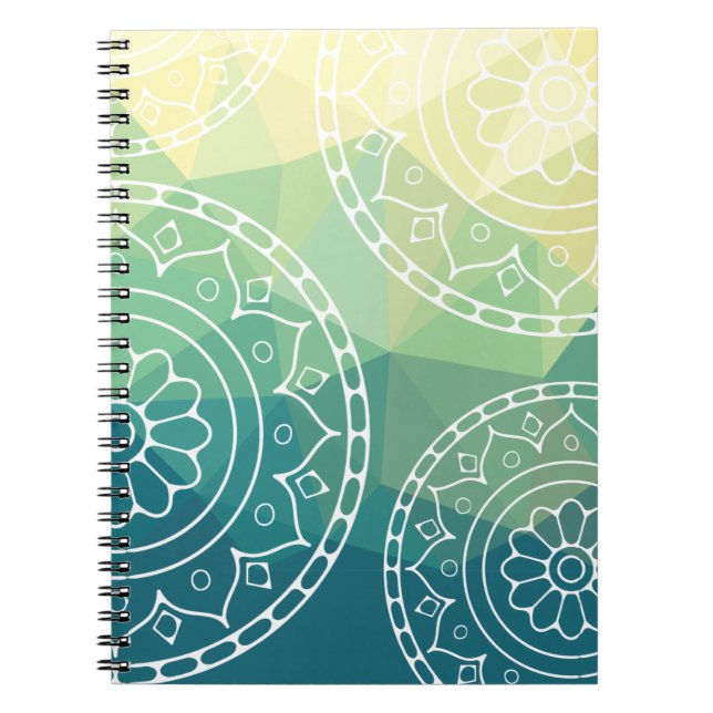 Cuaderno Texto de personalizado amarillo verde Mandala (Frente)