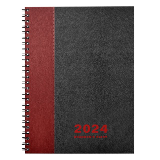 Cuaderno Texto del diario del Personalizado de cuero rojo n (Frente)