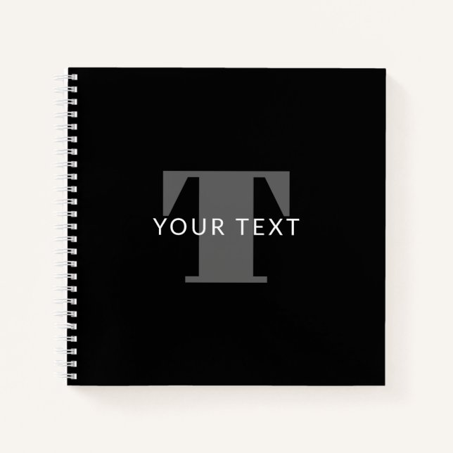 Cuaderno Texto editable en negrita | Blanco negro y gris (Anverso)