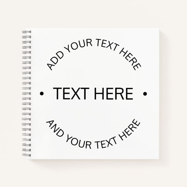 Cuaderno Texto editable moderno simple | Blanco y negro (Anverso)