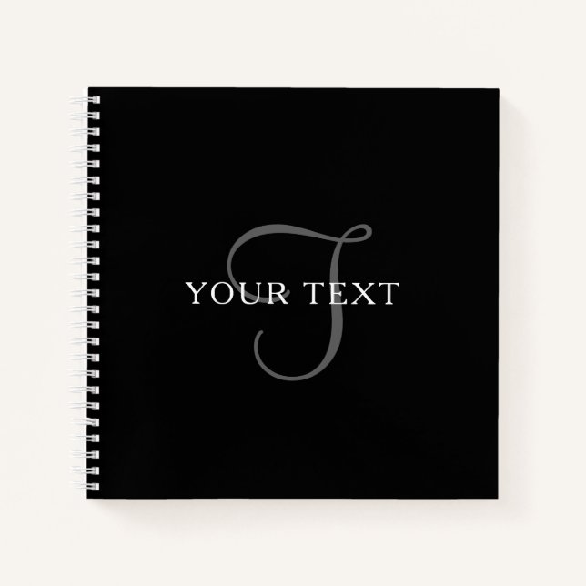Cuaderno Texto elegante | Blanco negro y gris (Anverso)