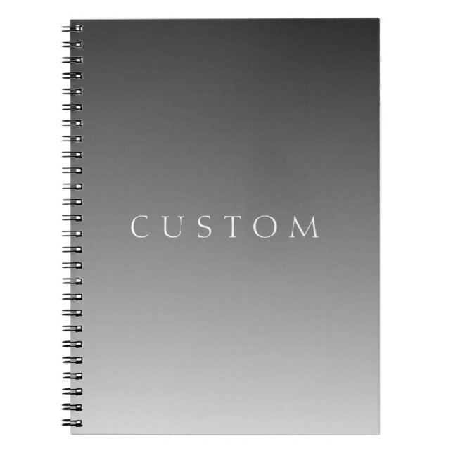 Cuaderno Texto elegante sobre degradado simple de color gri (Frente)