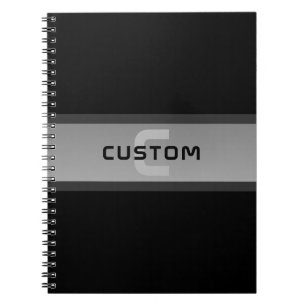 Cuaderno Texto en capas personalizable moderno Negro y gr