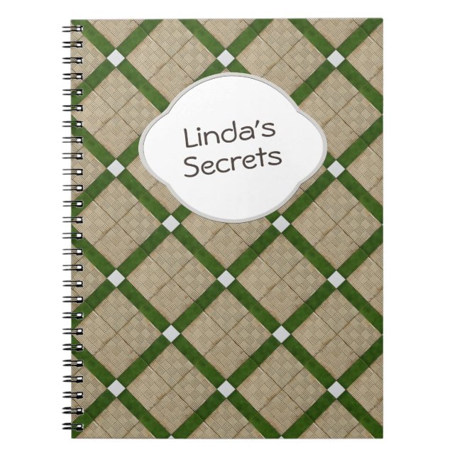 Cuaderno Texto gris verde diagonal de cerámica de las tejas (Frente)