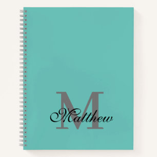 Cuaderno texto inicial y de nombre del personalizado verde 