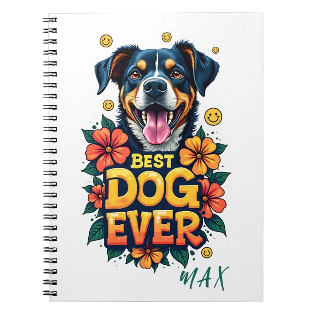 Cuaderno Texto lúdico y flores elegantes para un estilo ele (Frente)