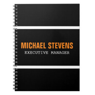 Cuaderno Texto negrita Naranja blanco negro estilo su nombr
