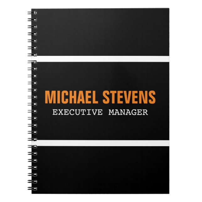 Cuaderno Texto negrita Naranja blanco negro estilo su nombr (Frente)