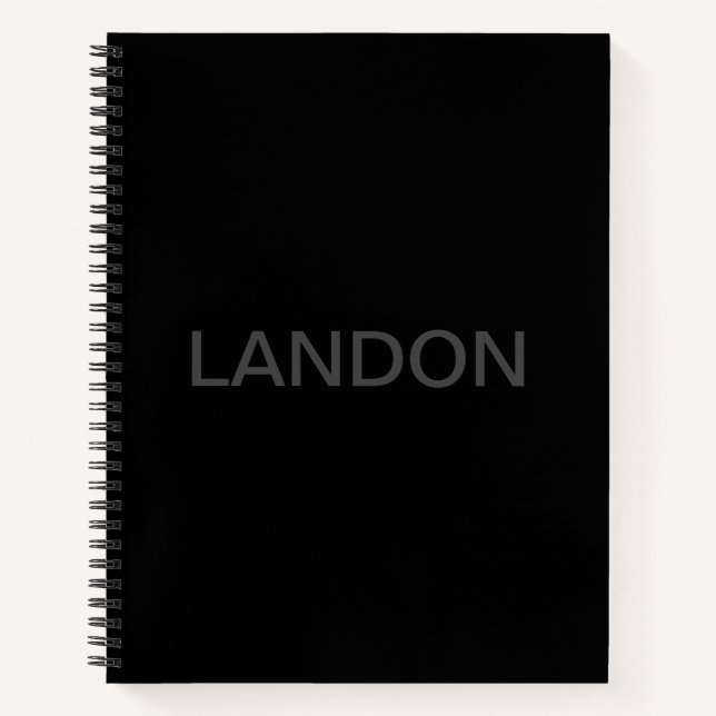 Cuaderno Texto personalizable | Negro moderno en negrita y  (Anverso)