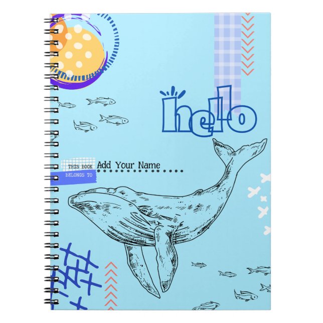 Cuaderno TEXTO personalizado - Bloc de notas de ballena (Frente)