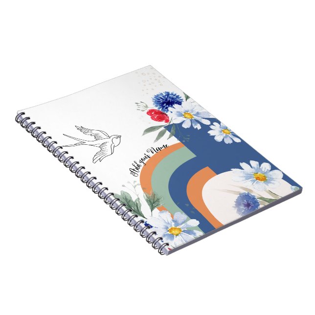 Cuaderno TEXTO personalizado - BOHO con pájaro (Lado Derecho)