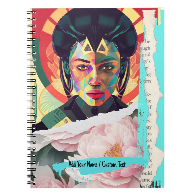 Cuaderno TEXTO personalizado - Collage de belleza geométric (Frente)