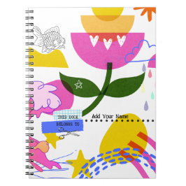 Cuaderno TEXTO personalizado - Collage negrita con flor
