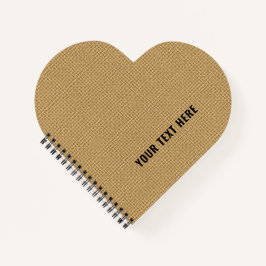 Cuaderno Texto personalizado corazón de textura de yute nat