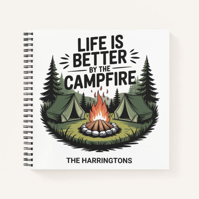 Cuaderno Texto personalizado de camping (Anverso)
