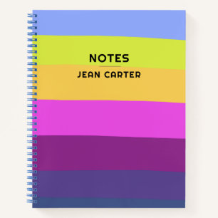 Cuaderno Texto Personalizado de diseño de onda colorida