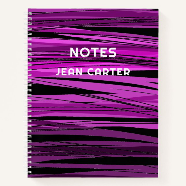 Cuaderno Texto Personalizado de diseño moderno color negro  (Anverso)