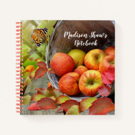Cuaderno Texto Personalizado de la cesta de Apple otoño per