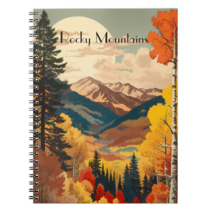 Cuaderno Texto personalizado de otoño vintage Montañas Roco