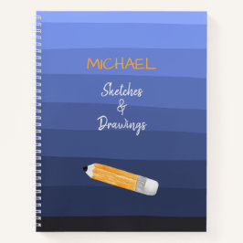 Cuaderno Texto personalizado de tonos ondulados azules