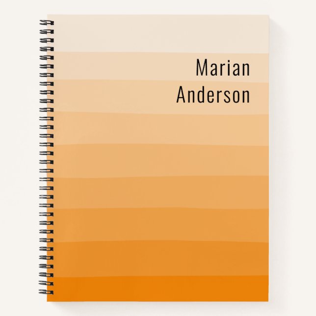 Cuaderno Texto personalizado de tonos ondulados de Naranja  (Anverso)