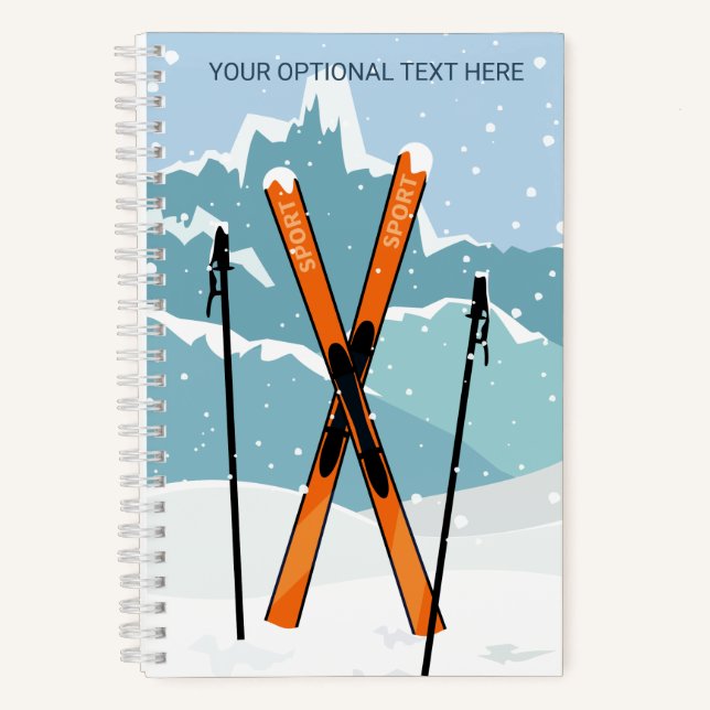 Cuaderno Texto personalizado esquí de invierno (Anverso)