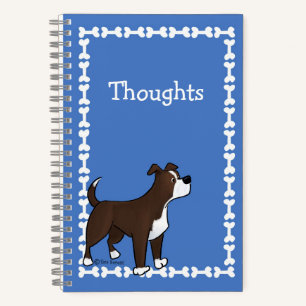 Cuaderno Texto Personalizado Huesos de Perro Staffy Lab Lin