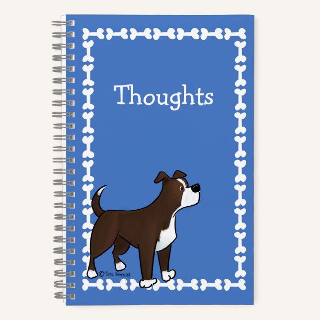 Cuaderno Texto Personalizado Huesos de Perro Staffy Lab Lin (Anverso)