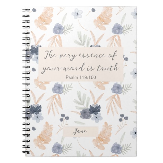 Cuaderno Texto personalizado JW 2023 año Salmo 119:160 flor (Frente)