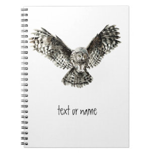 Cuaderno Texto personalizado, lechuza acuarela, animal de a