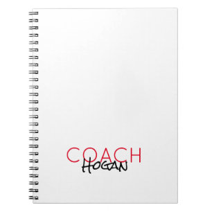 Cuaderno texto personalizado nombre del entrenador rojo neg