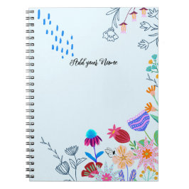 Cuaderno TEXTO personalizado - Resumen y flores de línea