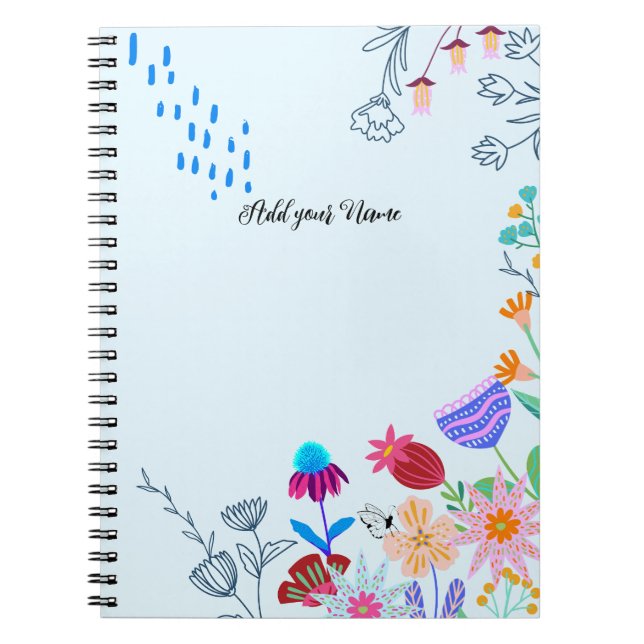 Cuaderno TEXTO personalizado - Resumen y flores de línea (Frente)