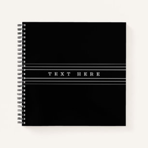 Cuaderno Texto Personalizado y franjas modernas   Blanco y