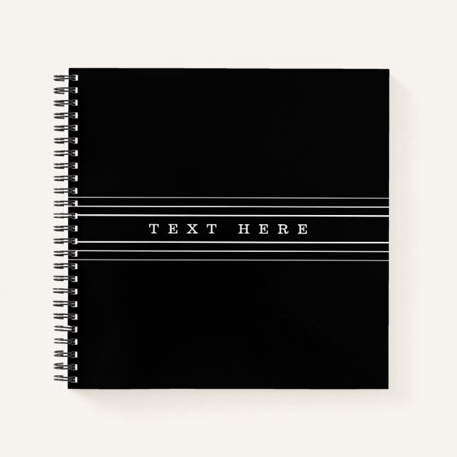 Cuaderno Texto Personalizado y franjas modernas | Blanco y  (Anverso)