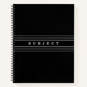 Cuaderno Texto Personalizado y franjas modernas Blanco y