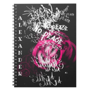 Cuaderno Texto rosa y negro sin graffitis callejeros por la