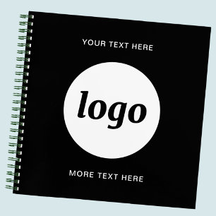 Cuaderno Texto simple de logotipo Negocio promocional negro