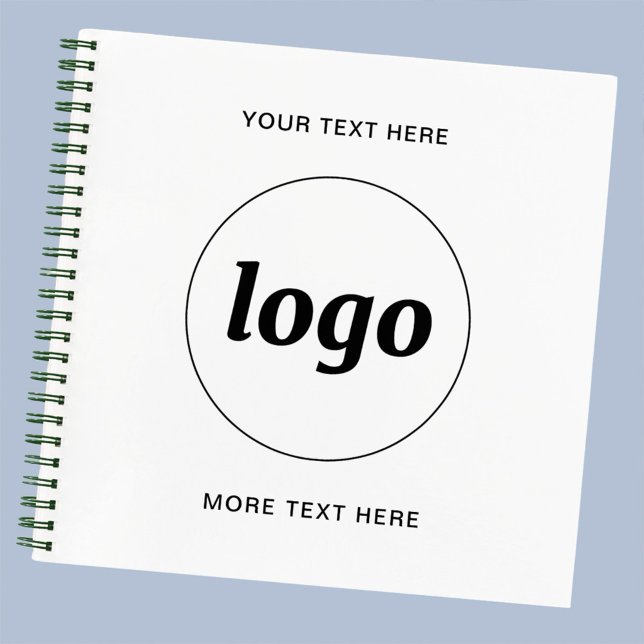 Cuaderno Texto simple de logotipo Promoción empresarial (Simple logo and custom text business promotional notebook with choice of cover type and interior)