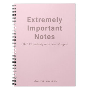 Cuaderno Texto simple Notas importantes Pastel rosa