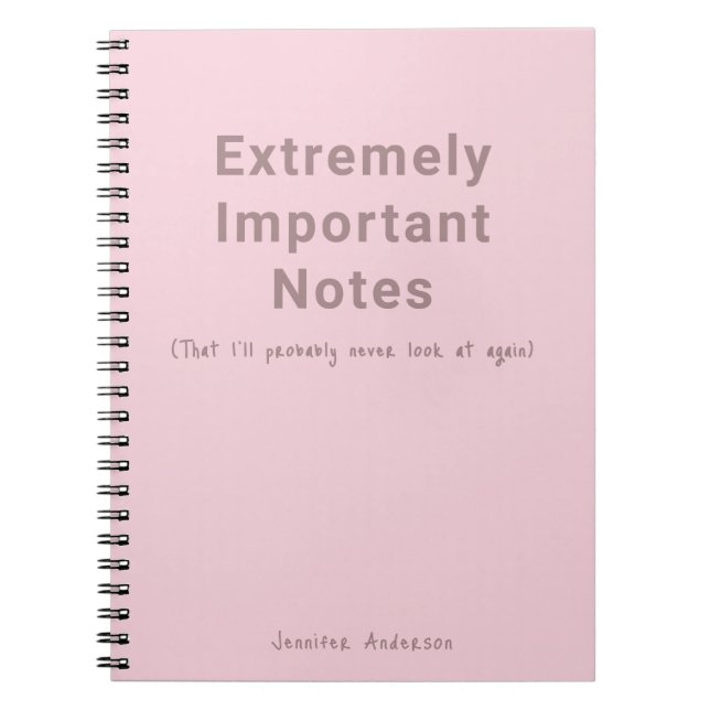 Cuaderno Texto simple Notas importantes Pastel rosa (Frente)