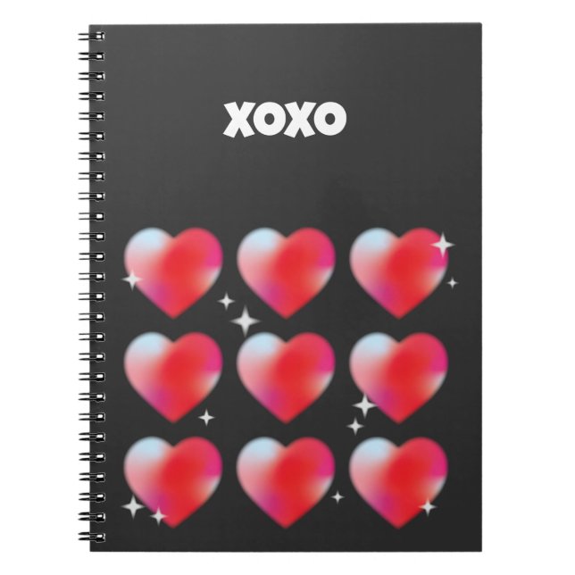 Cuaderno Texto Xoxo Corazón rojo romántico el día de San Va (Frente)