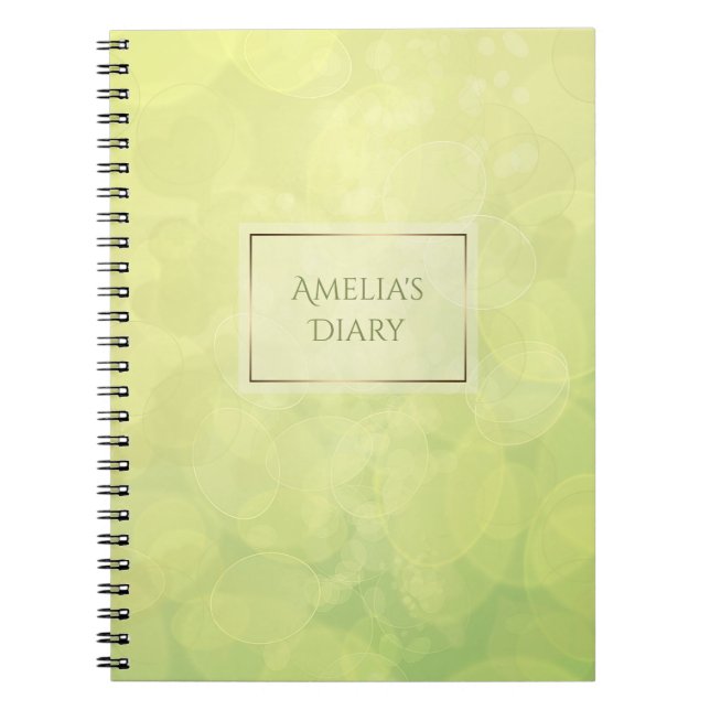 Cuaderno Textura abstracta de la cal del verde del bokeh. (Frente)