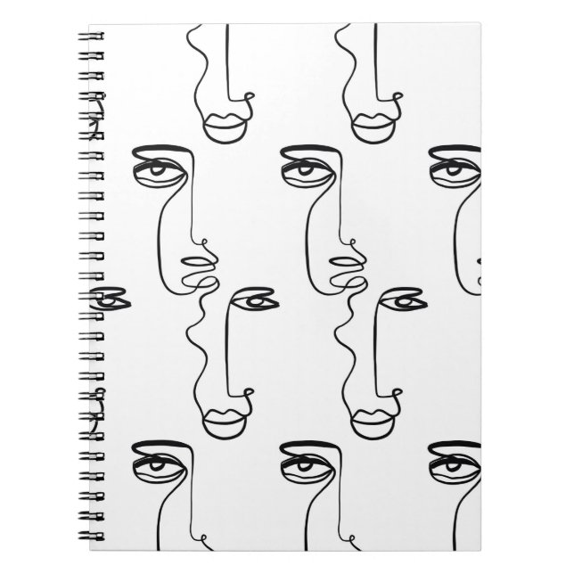 Cuaderno Textura con caras abstractas. Una línea continua p (Frente)