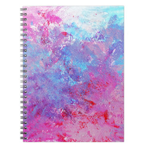 Cuaderno Textura creativa rosa-azul, manchas de pintura.