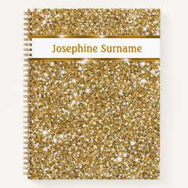 Cuaderno Textura de brillo dorado falso amarillo y texto pe