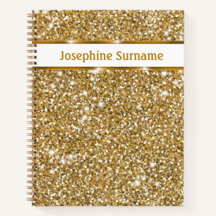 Cuaderno Textura de brillo dorado falso amarillo y texto pe